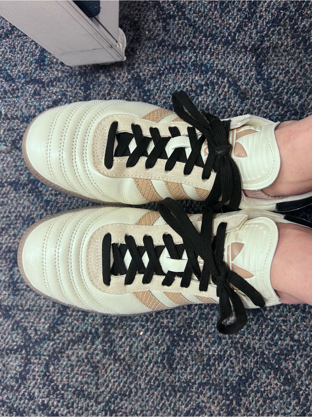 ADIDAS Samba XLG Men's Casual Leather Sneakers in Cream and Tan with Black Laces